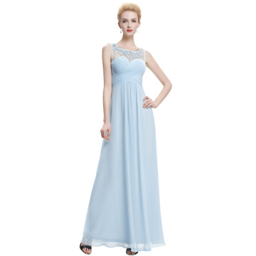 Starzz Sleeveless Light Blue Chiffon Long Bridesmaid Dress ST000060-5